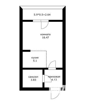 Студия квартира, сданный дом, 30м2, 5/16 этаж