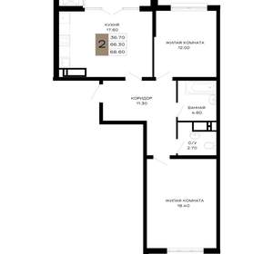 2-к квартира, вторичка, 68м2, 4/21 этаж
