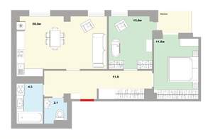 2-к квартира, вторичка, 64м2, 8/18 этаж