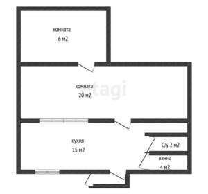 2-к квартира, вторичка, 47м2, 1/1 этаж