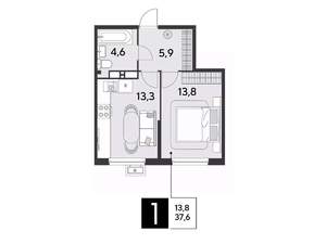 1-к квартира, вторичка, 38м2, 13/18 этаж