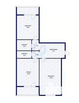 2-к квартира, вторичка, 67м2, 7/16 этаж
