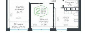 2-к квартира, вторичка, 54м2, 20/24 этаж