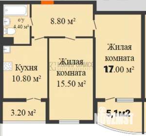 2-к квартира, вторичка, 62м2, 9/19 этаж