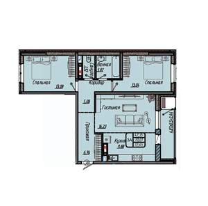 3-к квартира, вторичка, 72м2, 18/18 этаж