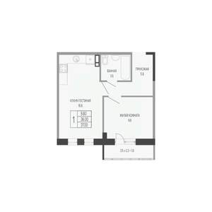 1-к квартира, вторичка, 37м2, 8/17 этаж