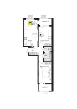 2-к квартира, вторичка, 63м2, 5/8 этаж
