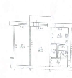 2-к квартира, вторичка, 43м2, 4/4 этаж