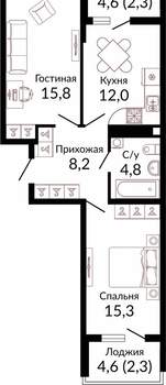 2-к квартира, вторичка, 63м2, 2/22 этаж