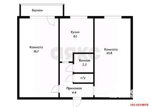 2-к квартира, вторичка, 45м2, 4/5 этаж