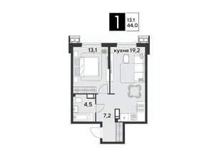 1-к квартира, вторичка, 44м2, 15/18 этаж