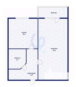 1-к квартира, вторичка, 33м2, 4/4 этаж