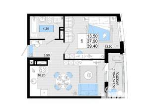 1-к квартира, вторичка, 39м2, 9/25 этаж