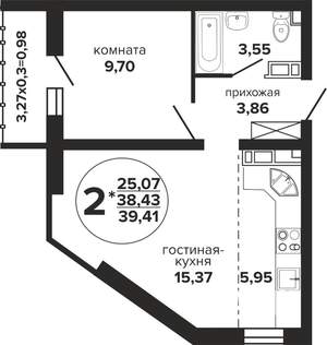 1-к квартира, вторичка, 39м2, 9/24 этаж
