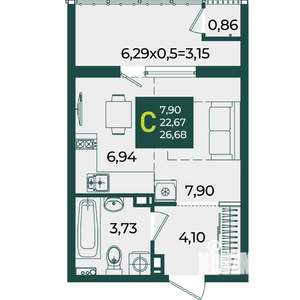 Студия квартира, вторичка, 27м2, 11/18 этаж