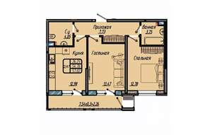 2-к квартира, вторичка, 57м2, 15/18 этаж