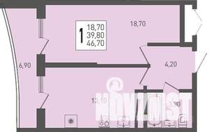 1-к квартира, строящийся дом, 47м2, 20/24 этаж