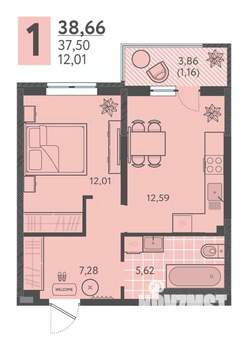 1-к квартира, вторичка, 39м2, 5/18 этаж