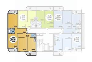 3-к квартира, строящийся дом, 86м2, 2/16 этаж