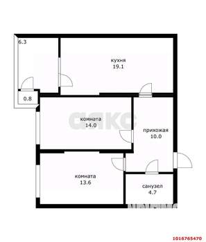 2-к квартира, вторичка, 61м2, 21/21 этаж