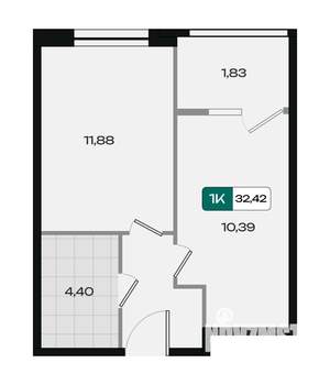 1-к квартира, вторичка, 32м2, 7/18 этаж