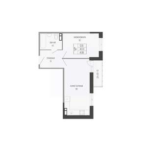 1-к квартира, вторичка, 42м2, 3/17 этаж