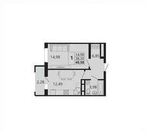 1-к квартира, вторичка, 41м2, 3/18 этаж