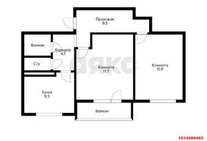 2-к квартира, вторичка, 66м2, 9/17 этаж