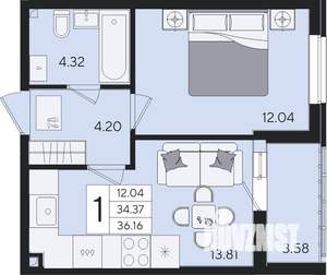1-к квартира, вторичка, 36м2, 2/8 этаж
