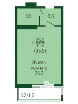 Студия квартира, вторичка, 34м2, 4/9 этаж