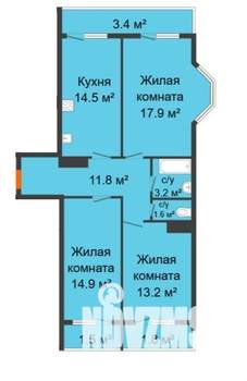 3-к квартира, вторичка, 80м2, 3/24 этаж