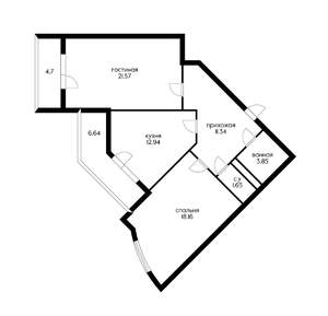 2-к квартира, вторичка, 67м2, 18/21 этаж
