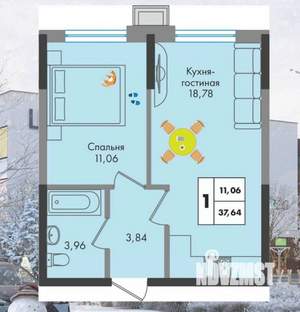 2-к квартира, вторичка, 38м2, 2/9 этаж