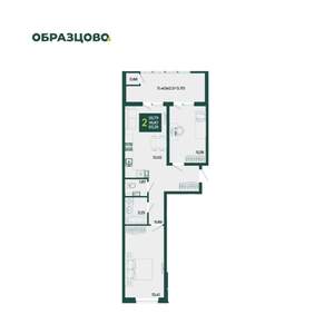 2-к квартира, вторичка, 63м2, 6/18 этаж