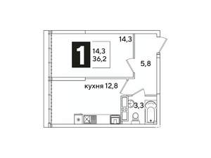 1-к квартира, вторичка, 36м2, 16/16 этаж