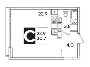 Студия квартира, вторичка, 31м2, 16/16 этаж