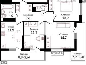 3-к квартира, вторичка, 75м2, 2/23 этаж