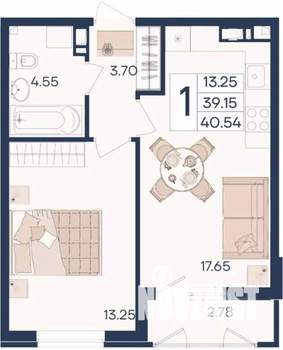 1-к квартира, вторичка, 41м2, 3/18 этаж