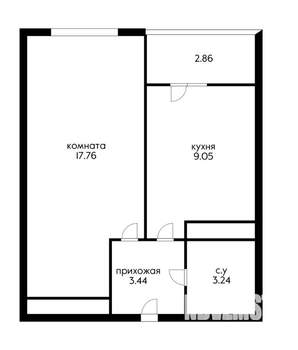 1-к квартира, вторичка, 34м2, 9/24 этаж