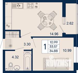 1-к квартира, вторичка, 35м2, 2/18 этаж