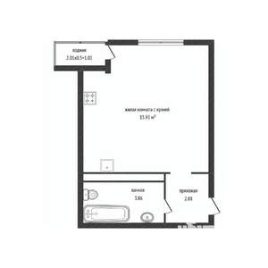 Студия квартира, вторичка, 23м2, 2/7 этаж