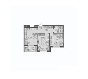 2-к квартира, вторичка, 56м2, 5/9 этаж