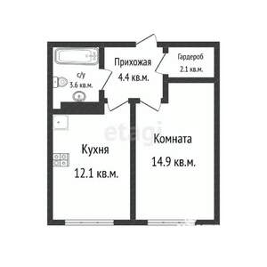 1-к квартира, вторичка, 37м2, 14/16 этаж