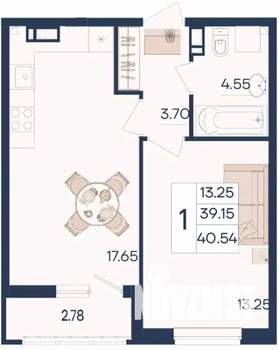 1-к квартира, вторичка, 41м2, 6/18 этаж