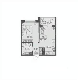 1-к квартира, вторичка, 36м2, 7/8 этаж