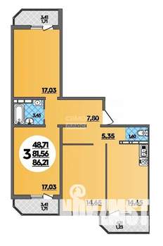 3-к квартира, вторичка, 86м2, 5/16 этаж