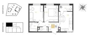 2-к квартира, вторичка, 54м2, 8/9 этаж