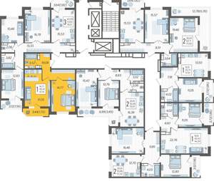 1-к квартира, вторичка, 47м2, 21/23 этаж