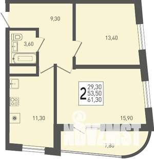 2-к квартира, вторичка, 61м2, 19/24 этаж