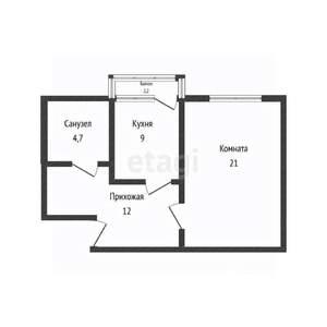 1-к квартира, вторичка, 46м2, 2/4 этаж